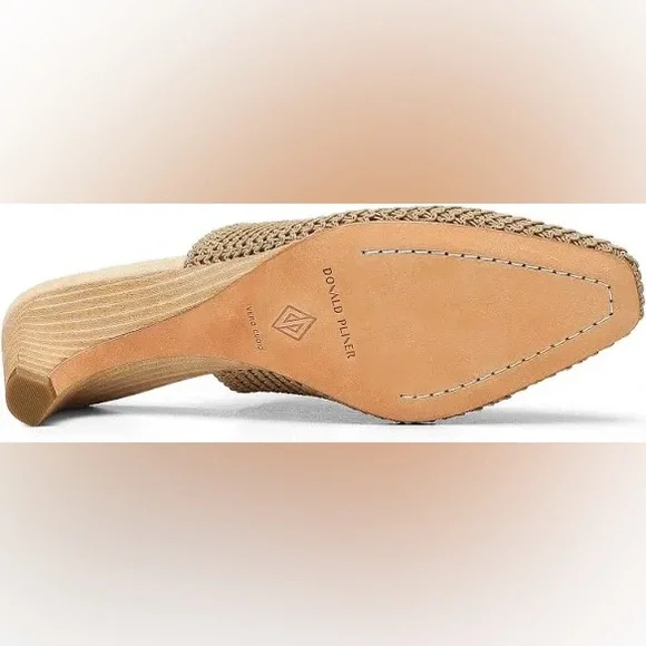 Donald J. Pliner Fenda Beige Tan Elastic Pointed Heel Mules - Picture 3 of 13